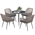 Rattan Dining Set, 4 Seater Rattan Garden Furniture, Light Brown