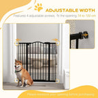 Adjustable Metal Pet Gate w/ Auto-Close Door - 74-100cm, Black