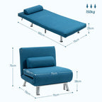 Single Folding 5 Position Convertible Sleeper Chair Sofa Bed