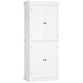 Freestanding Kitchen Cupboard, 6-Tier Cabinet Organizer w/ 4 Adjustable, White