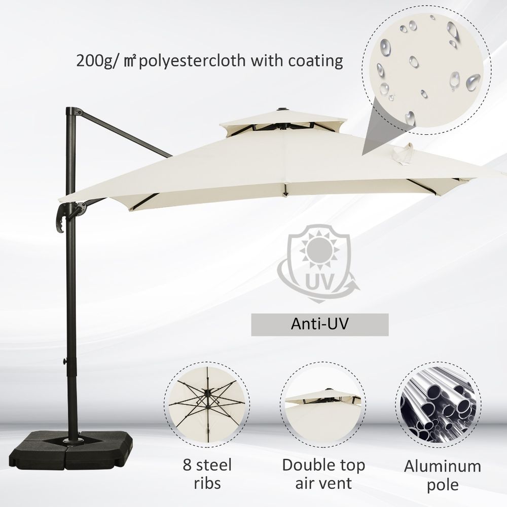 Outdoor Steel Frame Cantilever Umbrella - Durable, Rotating, UV Protection