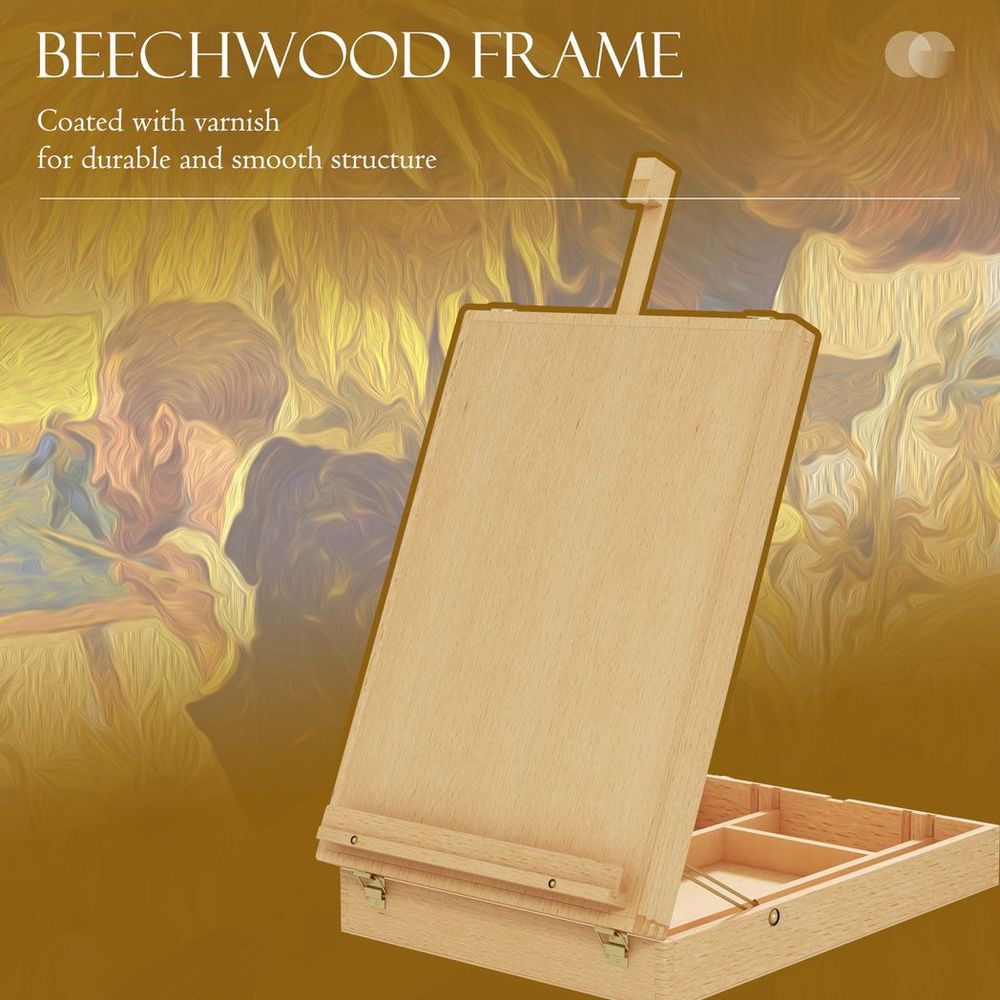 Table Easel Box for Artists - Canvas up to 61cm, Adjustable Sketch Board, Storage Compartments