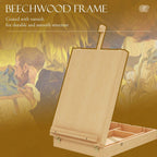 Table Easel Box for Artists - Canvas up to 61cm, Adjustable Sketch Board, Storage Compartments