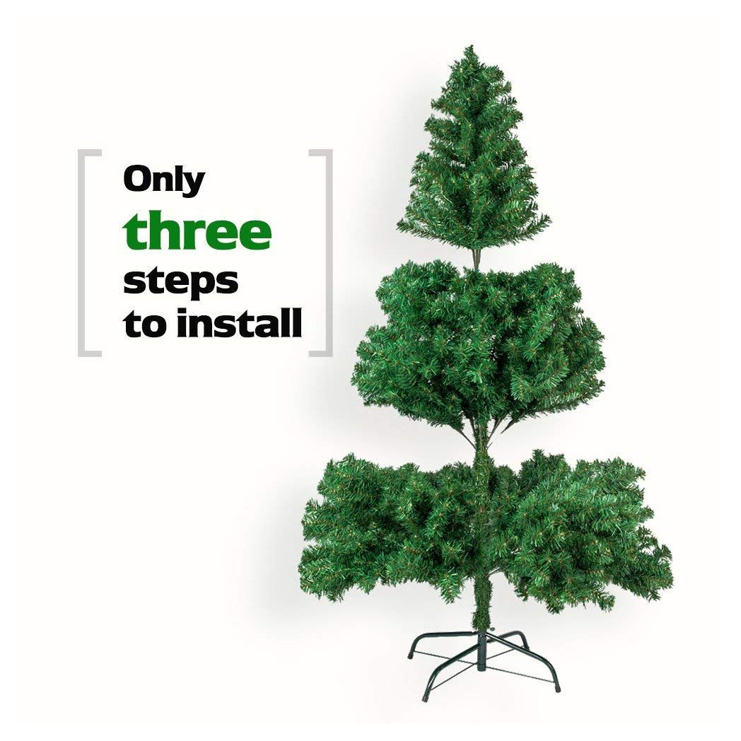 7ft 1100 Branch Christmas Tree - Artificial PVC - Metal Base - Green