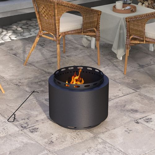 48.5cm Smokeless Wood Burning Firepit Metal Fire Pit, Black