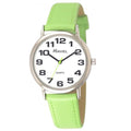 Unisex Lime Green Leather Strap Watch - Classic Big Dial.11A