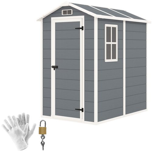 4 x 6ft Plastic Garden Shed with Floor, Window and Lockable Door