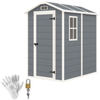 4 x 6ft Plastic Garden Shed with Floor, Window and Lockable Door