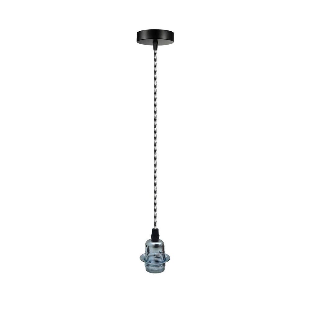 Vintage Industrial Chrome Pendant Light Fitting, lampshade Holder Fitting Set with 2m Cable