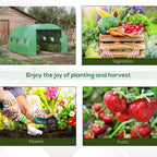 Tunnel Greenhouse with Roll-Up Door & 6 Windows - Green