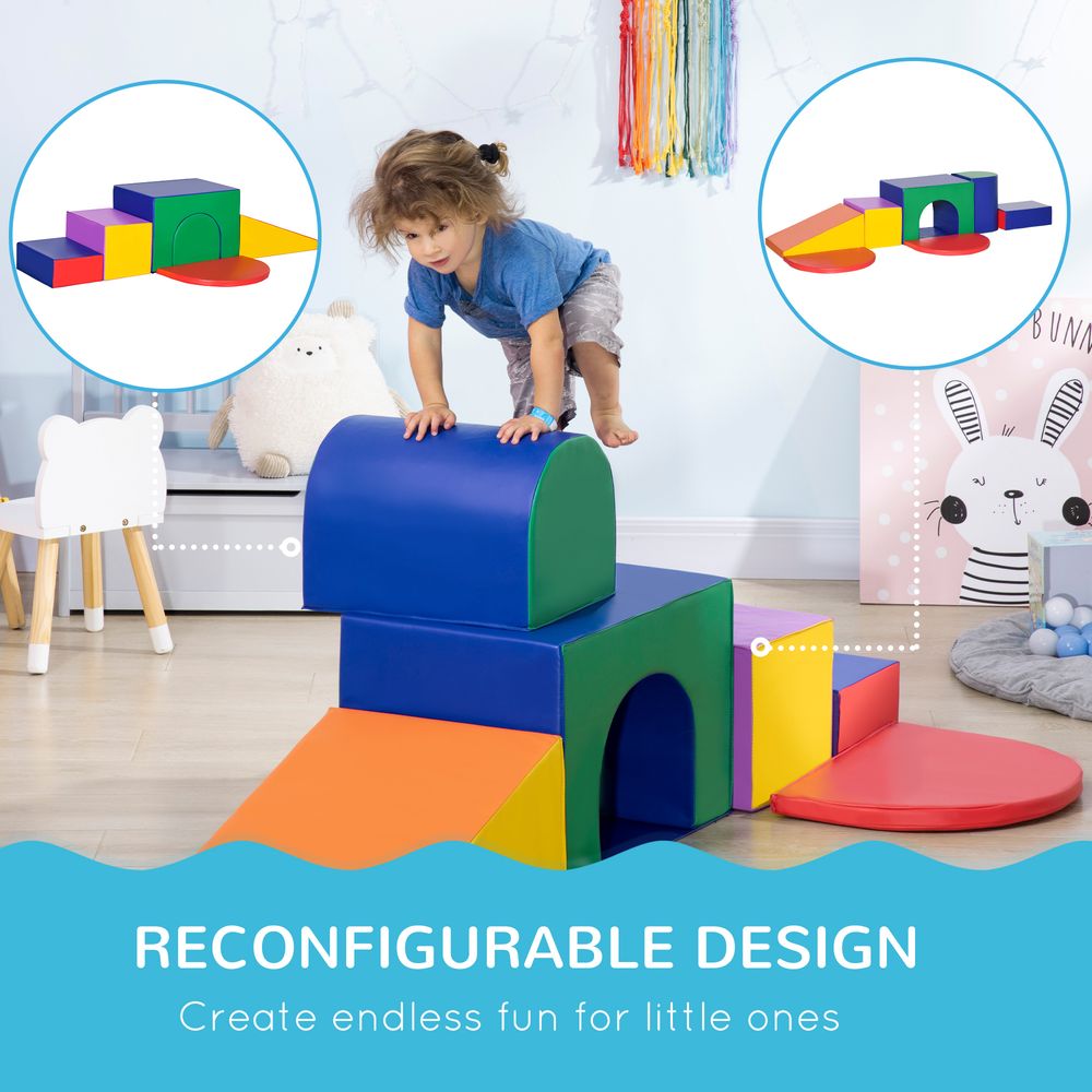 7 Pieces Foam Soft Play Set Kids Indoor Climbers Play Structures Toddler Educational Play