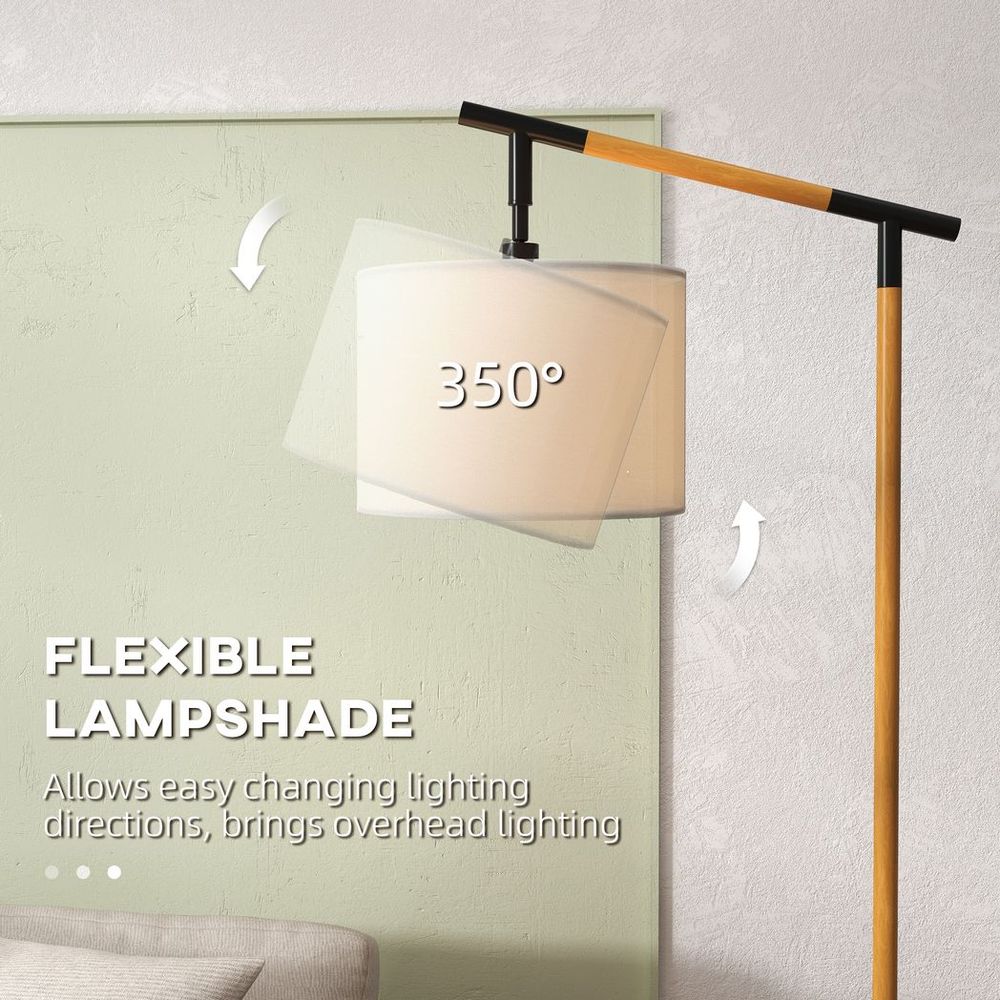 Floor Lamp: 350° Rotating Lampshade, LED Bulb, Brown - Professional Quality