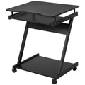 Movable Computer Desk with 4 Moving Wheels Sliding Keyboard Tray Home Office Workstation Black