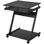 Movable Computer Desk with 4 Moving Wheels Sliding Keyboard Tray Home Office Workstation Black