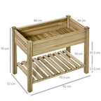 Raised Garden Bed with Legs and Storage Shelf, Elevated Wooden Planter Box