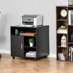 Multi-Storage Printer Stand Unit Office Desk Side Mobile Storage w/Wheels Modern Style 60L x 50W x 65.5H cm - Black