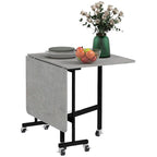 Drop Leaf Table with Wheels Folding Dining Table for Small Spaces, Grey