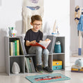 Kids Bookcase Shelf Storage Cabinet Unit, Living Room Sideboard w/Six Compartments for Toys, Books - Grey