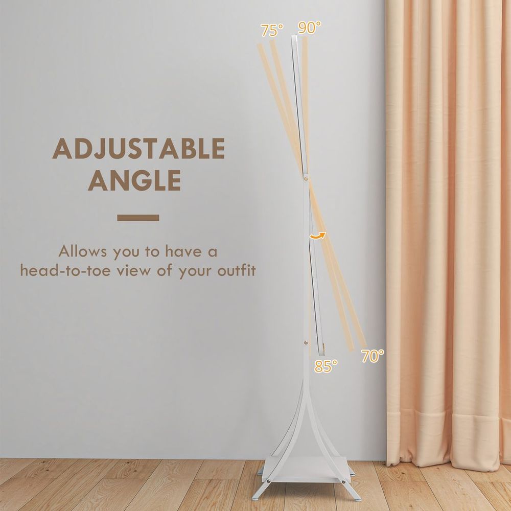 LED Lighted Full Length Mirror, Floor Standing Mirror with Storage Shelf