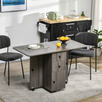 Folding Dining Table, Drop Leaf, Grey - Quality Expandable Space Saver with Storage Drawers
