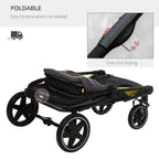 Foldable Dog Carriage w/ Universal Wheels, Shock Absorber - Grey