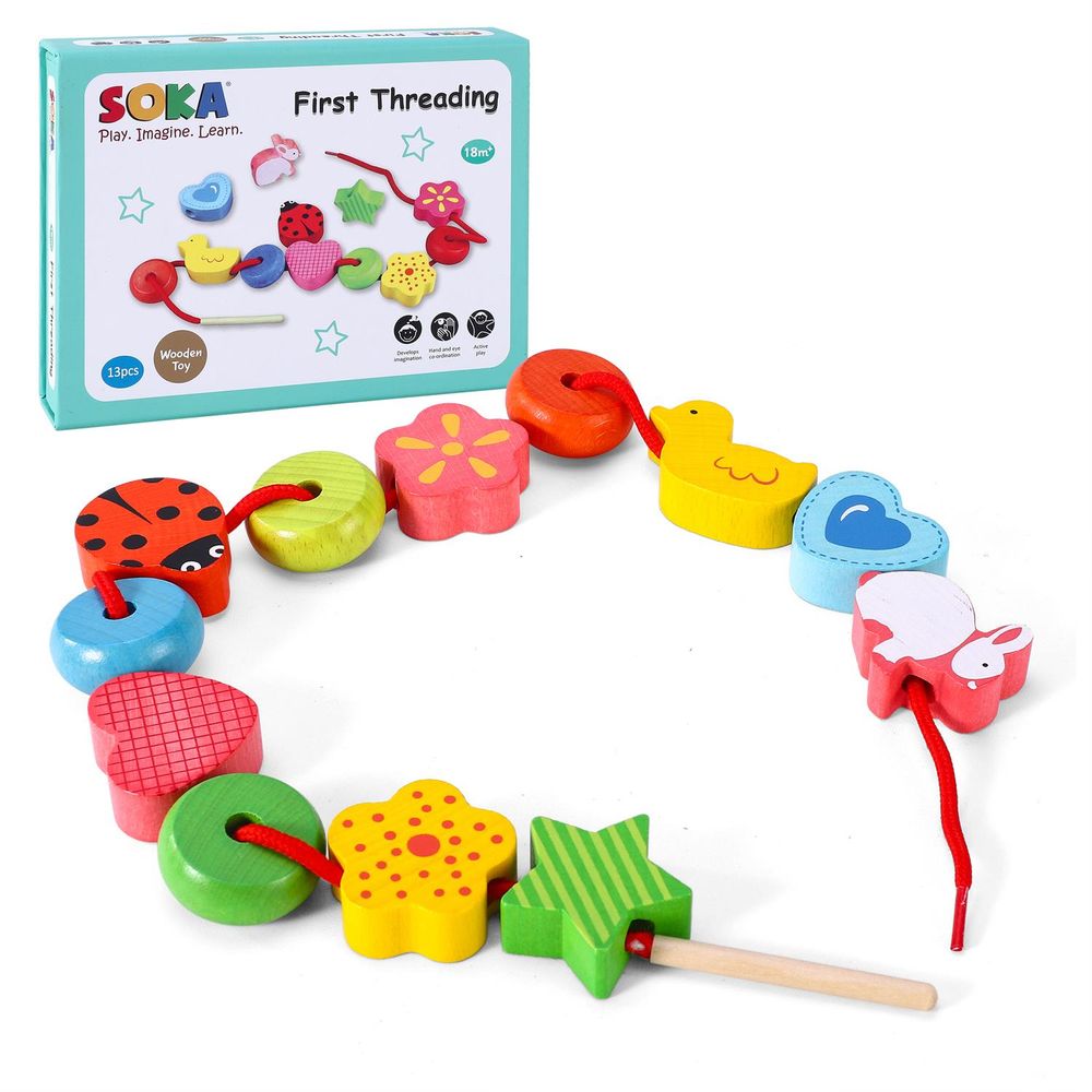 First Threading Set: Colorful Blocks for Learning & Fun