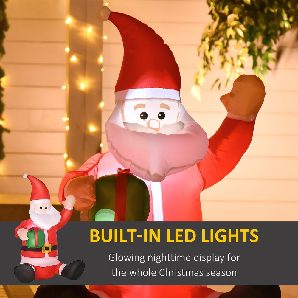 4ft Inflatable Christmas Santa Claus Gift with LED Xmas Holiday Outdoor