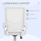 Mesh Swivel Office Chair Task Computer Chair w/ Lumbar Support, White