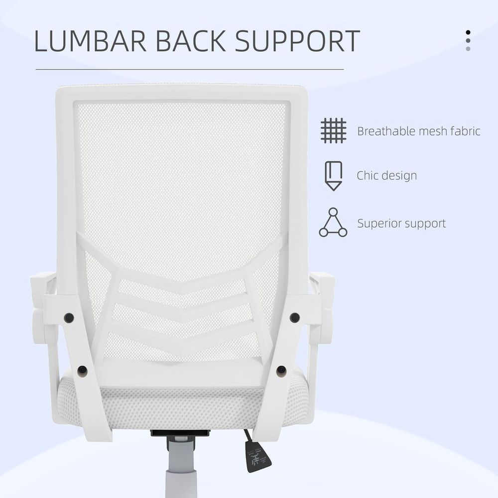 Mesh Swivel Office Chair Task Computer Chair w/ Lumbar Support, White