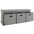 Shoe Bench with Cushioned Seat, 3 Fabric Drawers for Entryway Hallway