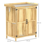 Wooden Garden Storage Shed w/Hinged Roof and Shelf, Natural Wood