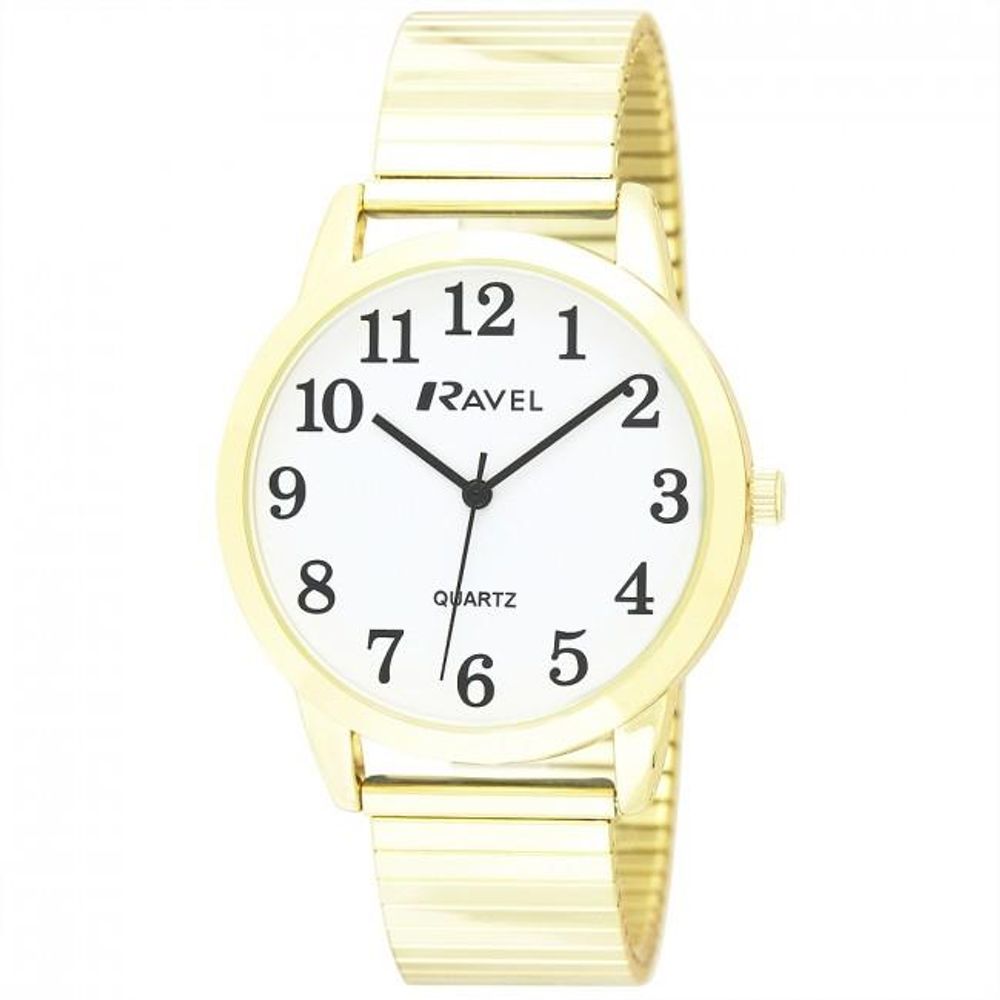 Men's Gold Bracelet Watch - Bold Number White Dial