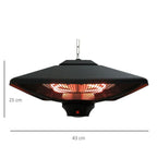 2kw Electric Heater LED Halogen Heating Hanging Light Outdoor Remote