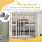 Extra Tall Dog Gate with Cat Door Auto Close for Stairs 74-101 cm Wide