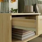 Floating Nightstand Set of 2 with Rattan Drawer