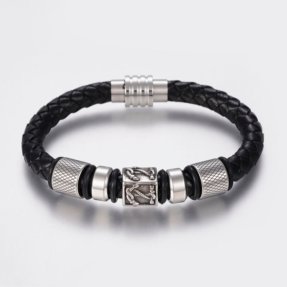 Mens Nautical Leather Bracelet - Ideal Birthday or Christmas Gift