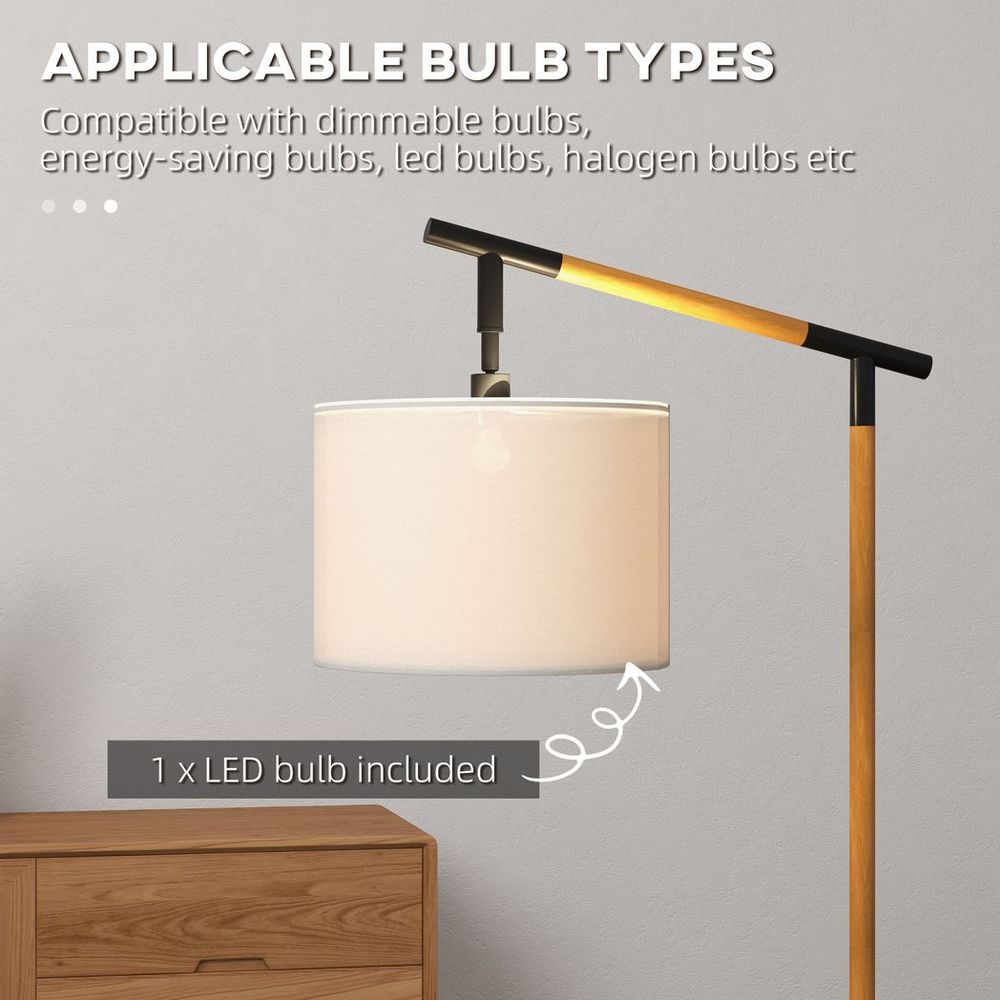 Floor Lamp: 350° Rotating Lampshade, LED Bulb, Brown - Professional Quality