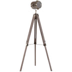 65L Wood/Bronze Tripod Floor Lamp - Adjustable Height & Shade - Stylish Home Decor