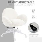 Fluffy Leisure Chair Office Chair with Backrest Wheels Cream White