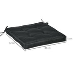 Black Replacement Garden Seat Cushion - 40 x 40cm - Ties - Dining Chair Pad