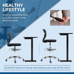 Draughtsman Chair, Tall Office Chair with Lumbar Support, Grey