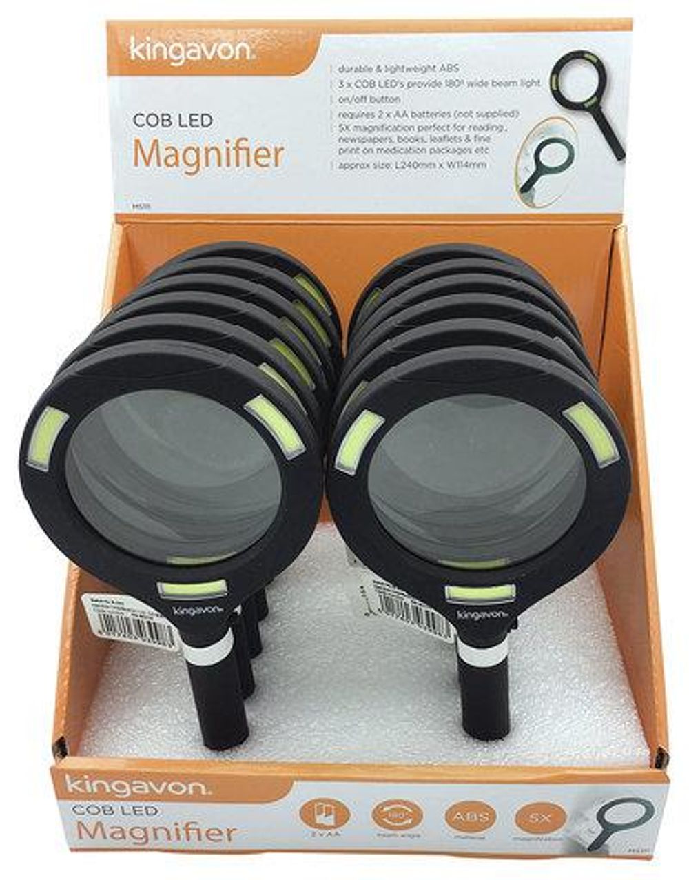 Kingavon 3W COB LED Magnifying Glass, Lightweight, 3x Magnification, 80mm Lens Diameter