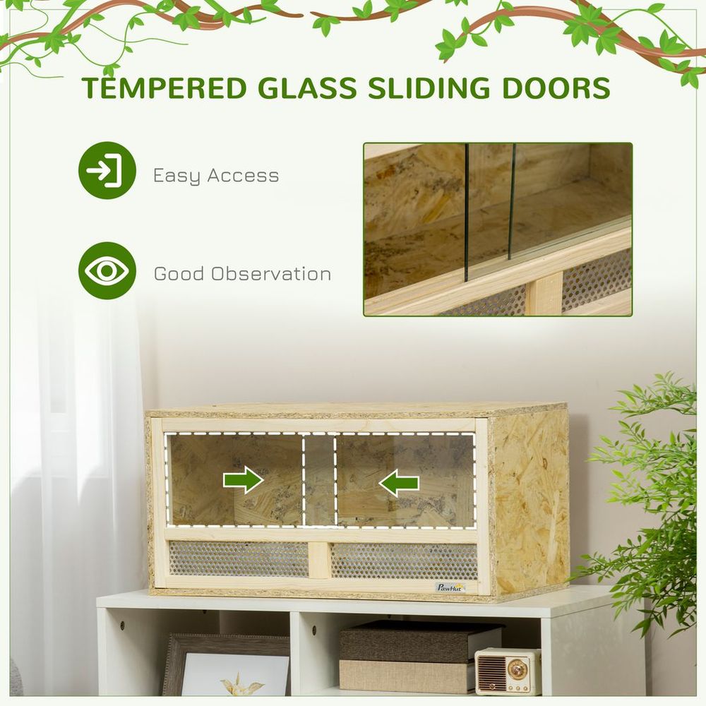 Reptile Terrarium w/ Transparent Sliding Doors, Breathable Mesh
