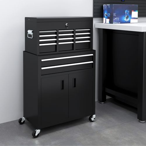 Top Chest and Roller Cabinet Combo Metal Tool Cabinet on Wheels