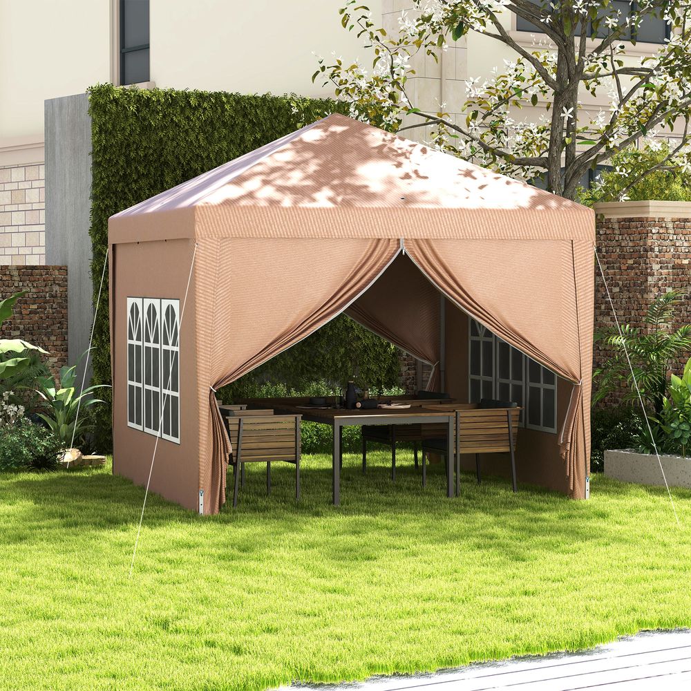 3x3 m Pop Up Gazebo Party Tent Canopy Marquee with Storage Bag Coffee