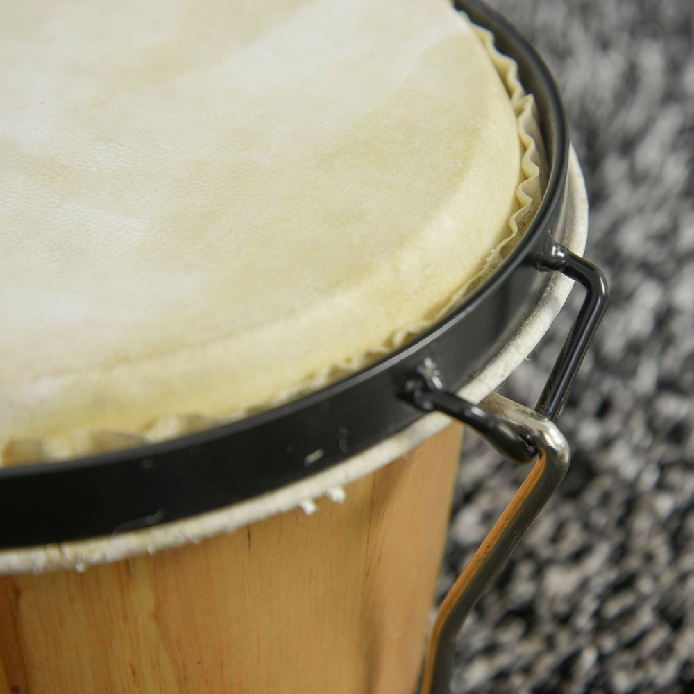 Wooden Bongo Drums, Φ20cm & Φ18cm Bongs w/Drum Head, Percussion Instrument, Drums, Tuning Wrench For Adults Beginners