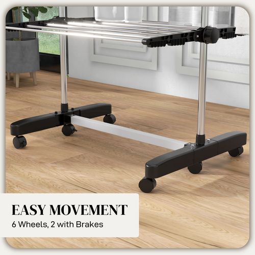4-Tier Large Clothes Airer Stainless Steel Clothes Drying Rack Black