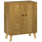 Chevron Door Storage Cabinet - Natural Wood - Ideal for Living Room