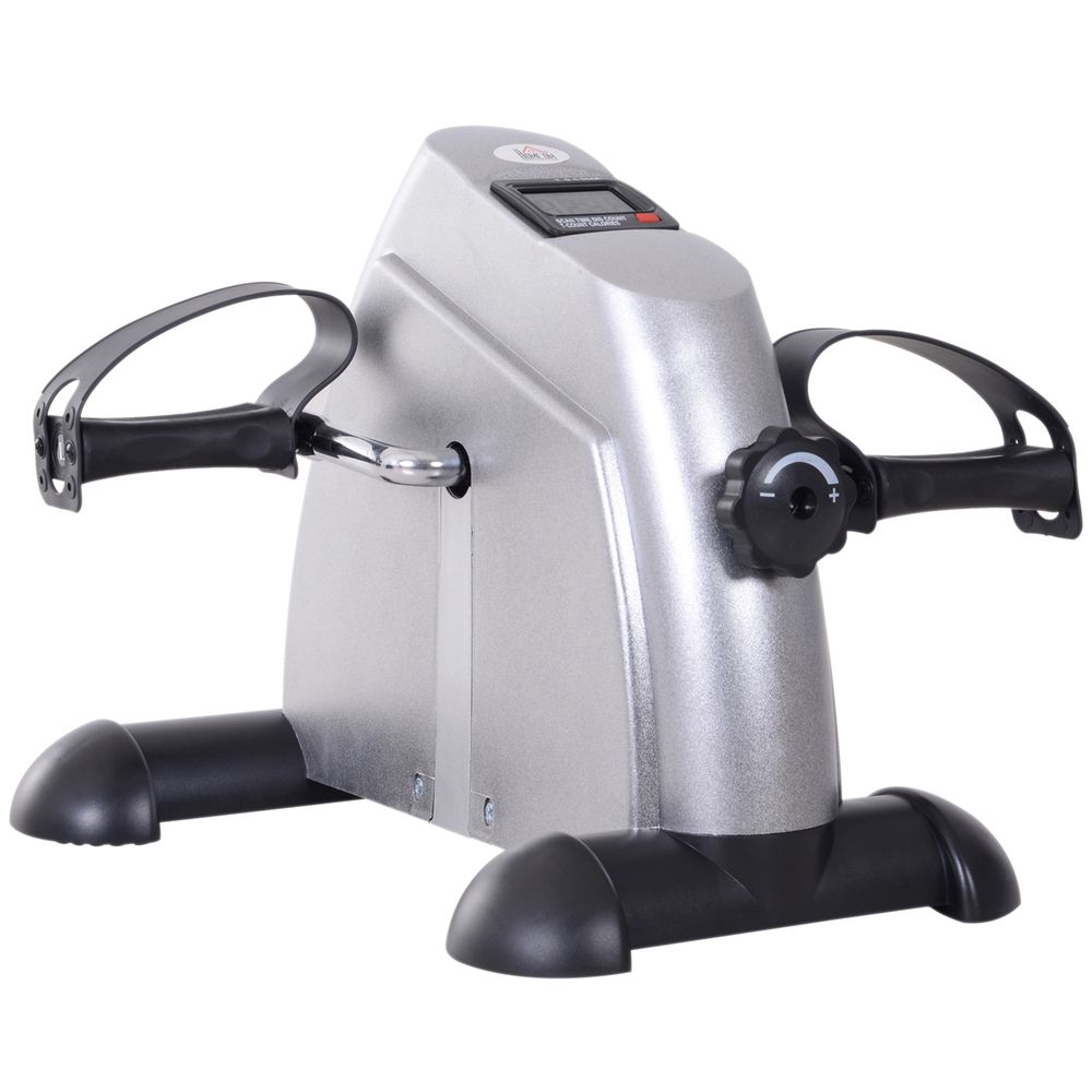 Mini Exercise Bike Portable Pedal Exerciser Arm Leg Cycle Gym Fitness LCD Display Adjustable Resistance Silver