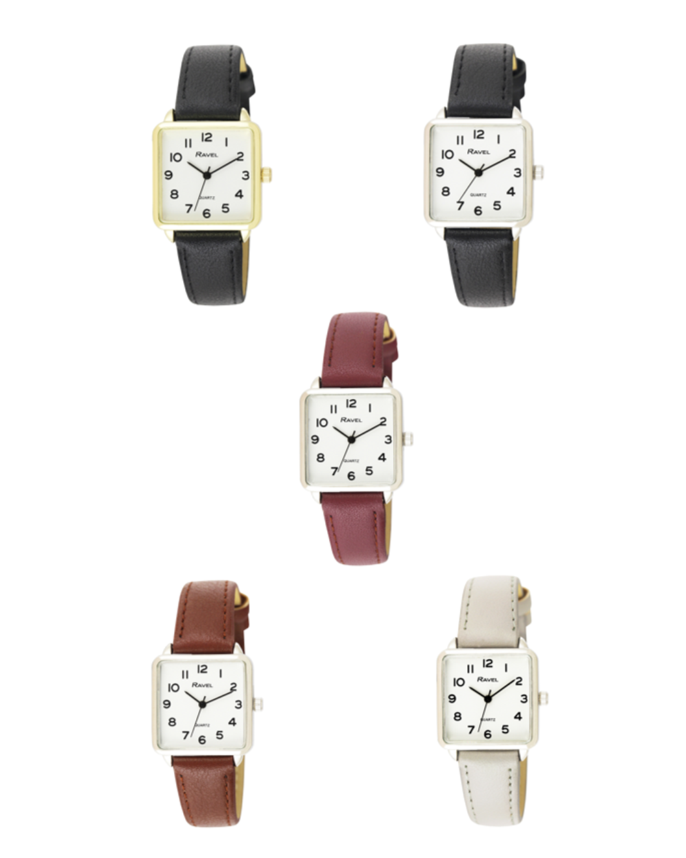 Women's Rectangular Fashion Watch - White Face, Multiple Colors